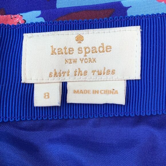Kate Spade Tangier Floral Double Layer 100% Silk Mini Skirt Blue 8 - Picture 7 of 9